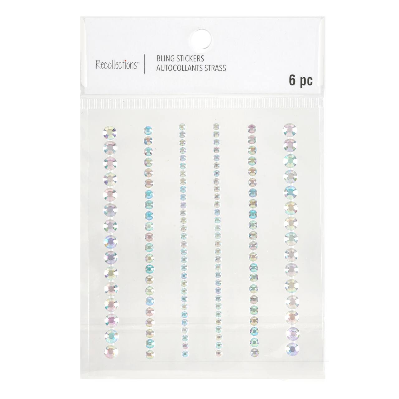 12 Packs: 6 ct. (72 total) Clear Iridescent Gem Strip Bling Stickers by Recollections™